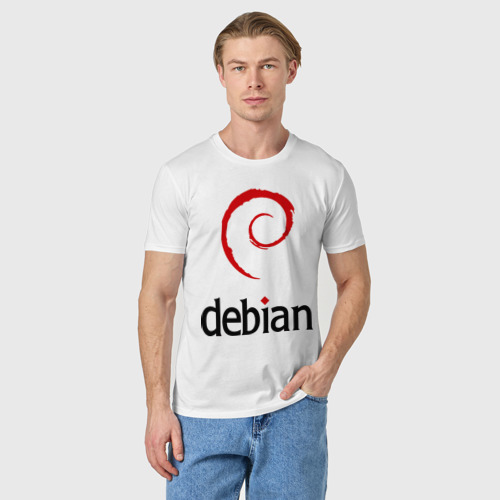 Мужская футболка хлопок Debian, цвет белый - фото 3