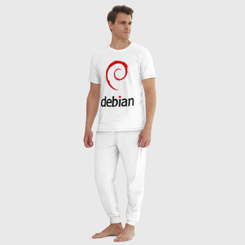 Мужская пижама хлопок Debian, цвет белый - фото 5