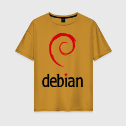 Женская футболка хлопок Oversize Debian