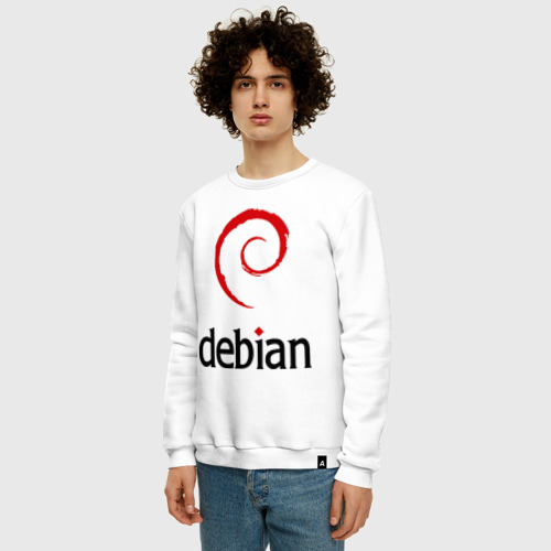 Мужской свитшот хлопок Debian, цвет белый - фото 3