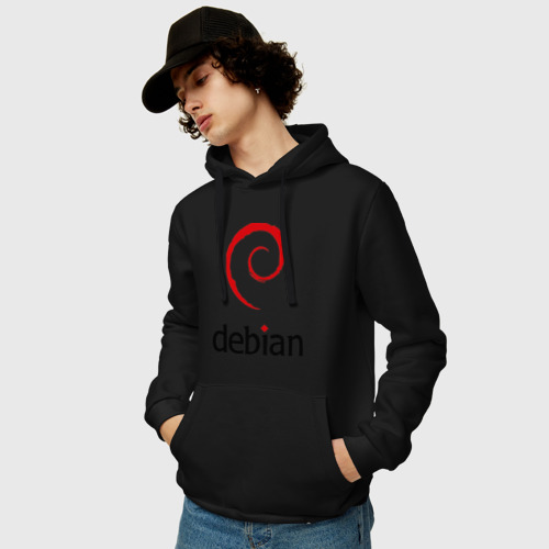 Мужская толстовка хлопок Debian, цвет черный - фото 3