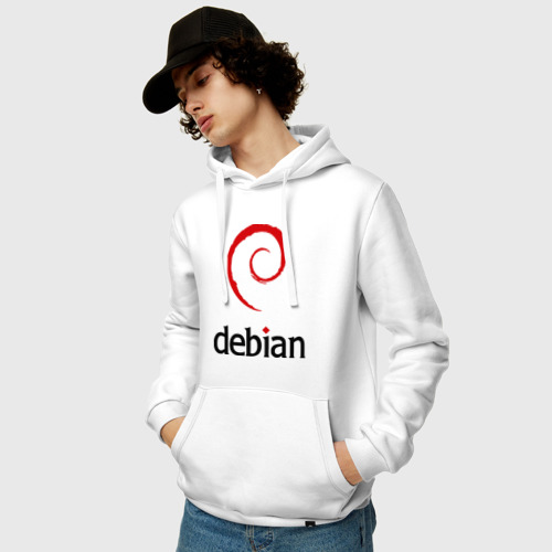 Мужская толстовка хлопок Debian, цвет белый - фото 3