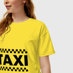 Женская футболка хлопок Oversize Taxi - фото 2