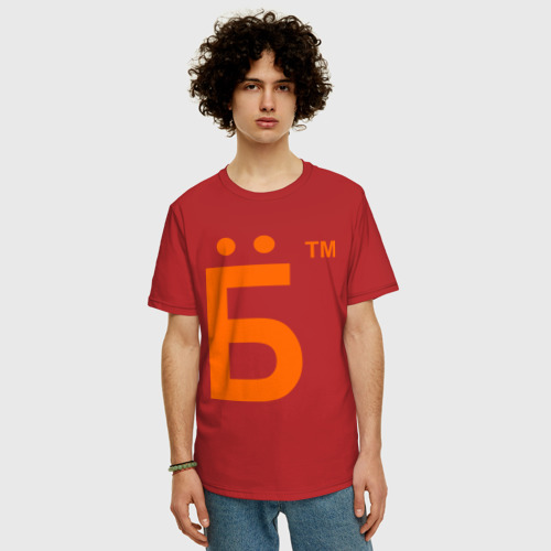 Мужская футболка хлопок Oversize с принтом Ёб тм, фото на моделе #1