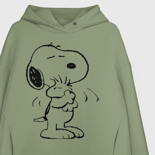 Женское худи Oversize хлопок Snoopy, цвет авокадо - фото 3