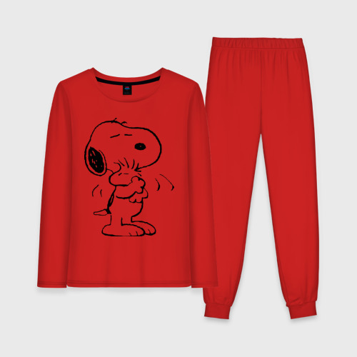 Женская пижама с лонгсливом хлопок Snoopy, цвет красный