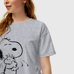 Женская футболка хлопок Oversize Snoopy - фото 2