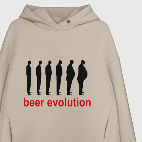 Женское худи Oversize хлопок Beer evolution, цвет миндальный - фото 3