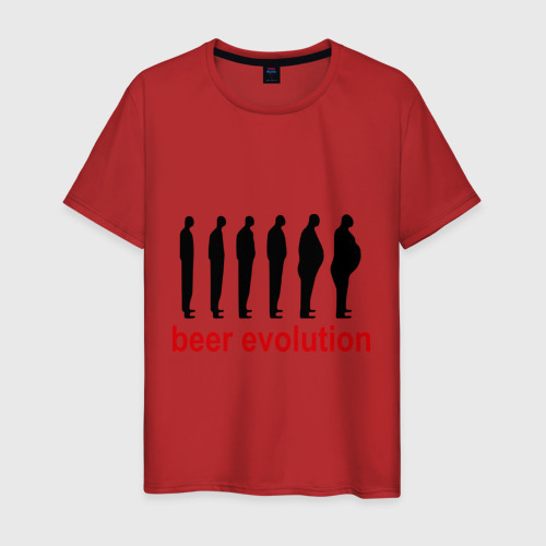 Мужская футболка хлопок Beer evolution, цвет красный