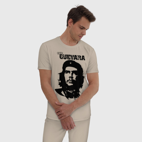 Мужская пижама хлопок Че Гевара, цвет миндальный - фото 3