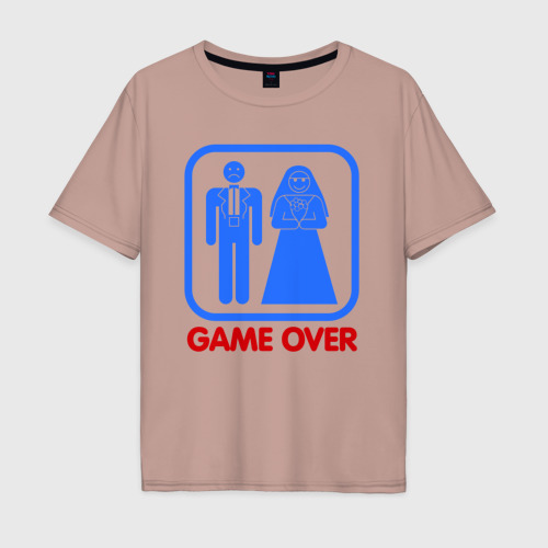Мужская футболка хлопок Oversize Game over, цвет пыльно-розовый