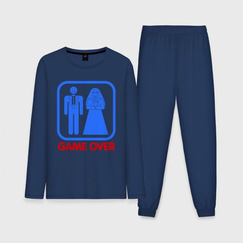 Мужская пижама с лонгсливом хлопок Game over, цвет темно-синий
