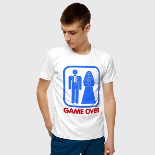 Мужская футболка хлопок Game over, цвет белый - фото 3