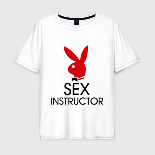 Мужская футболка хлопок Oversize Sex Instructor, цвет белый