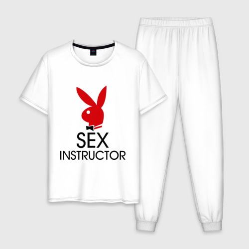 Мужская пижама хлопок Sex Instructor, цвет белый