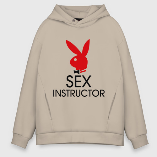 Мужское худи Oversize хлопок Sex Instructor, цвет миндальный