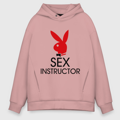 Мужское худи Oversize хлопок Sex Instructor, цвет пыльно-розовый