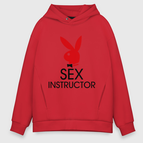 Мужское худи Oversize хлопок Sex Instructor, цвет красный