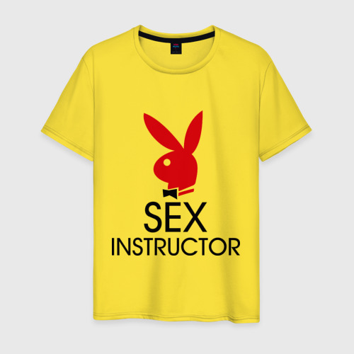 Мужская футболка хлопок Sex Instructor, цвет желтый