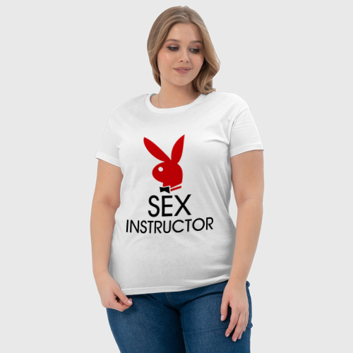 Женская футболка хлопок Sex Instructor, цвет белый - фото 6