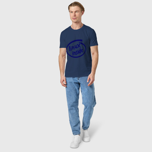 Мужская футболка хлопок Linux inside, цвет темно-синий - фото 5