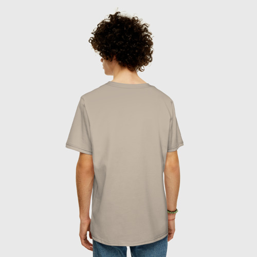 Мужская футболка хлопок Oversize Linux inside, цвет миндальный - фото 4