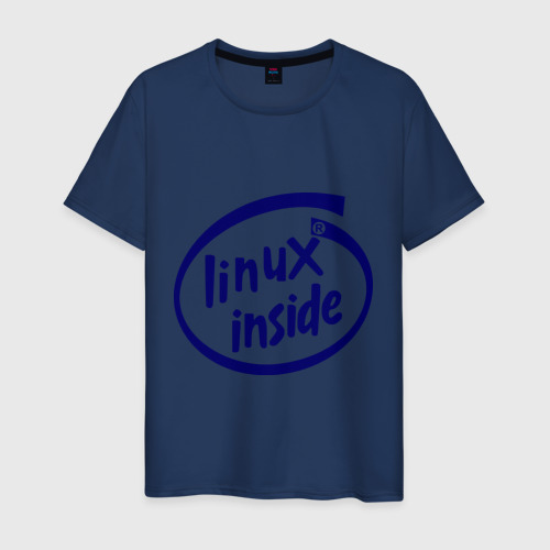 Мужская футболка хлопок Linux inside, цвет темно-синий