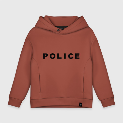 Детское худи Oversize хлопок Police, цвет кирпичный