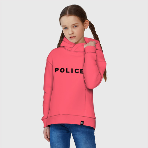 Детское худи Oversize хлопок Police, цвет коралловый - фото 3