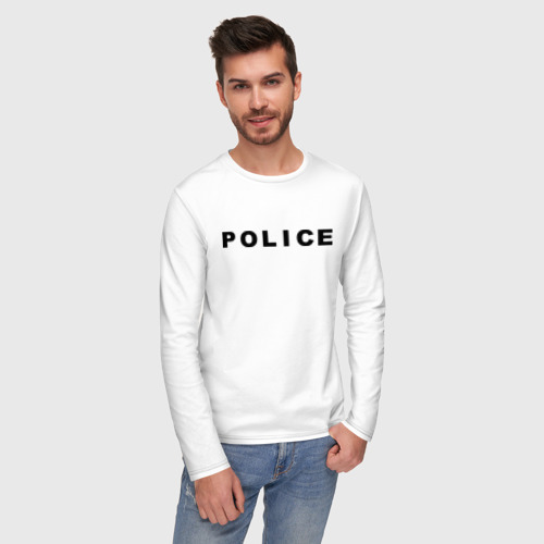Мужской лонгслив хлопок Police, цвет белый - фото 3