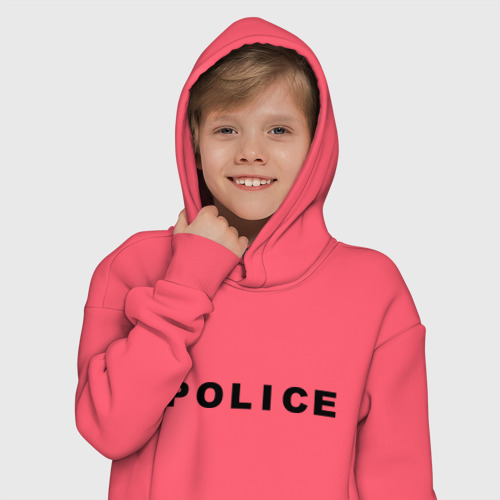 Детское худи Oversize хлопок Police, цвет коралловый - фото 12