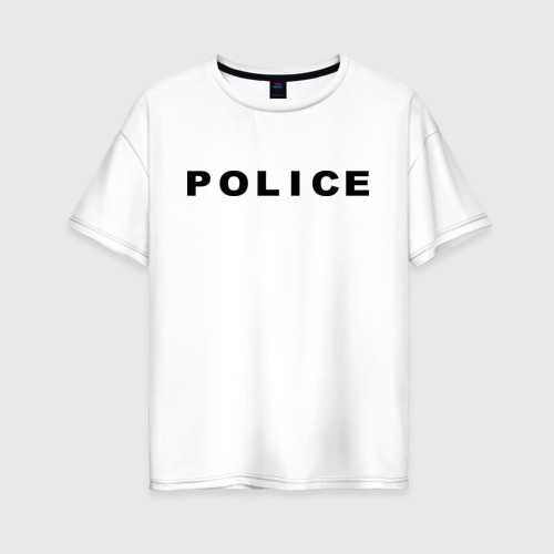 Женская футболка хлопок Oversize Police, цвет белый