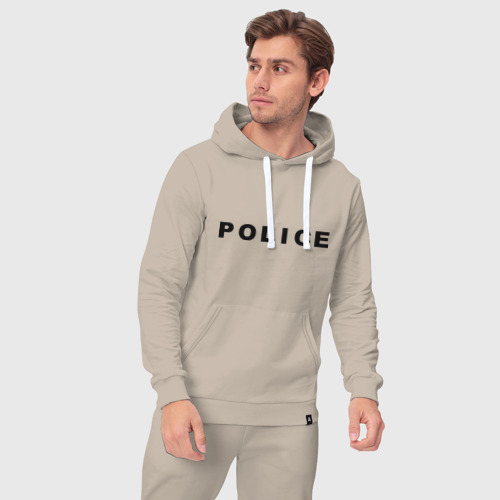 Мужской костюм хлопок с толстовкой Police, цвет миндальный - фото 5