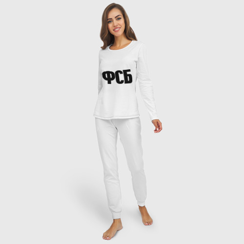 Женская пижама с лонгсливом хлопок ФСБ, цвет белый - фото 3