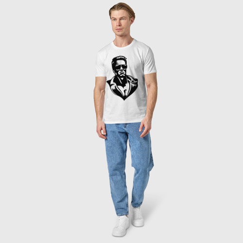 Мужская футболка хлопок Шварцнеггер, цвет белый - фото 5