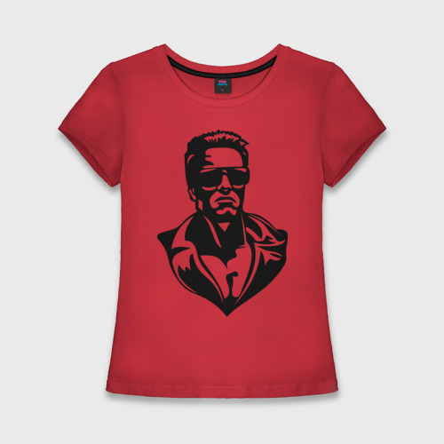Женская футболка хлопок Slim Шварцнеггер, цвет красный