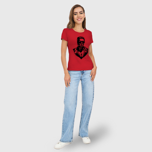 Женская футболка хлопок Slim Шварцнеггер, цвет красный - фото 5