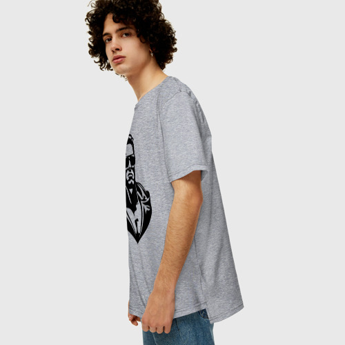 Мужская футболка хлопок Oversize Шварцнеггер, цвет меланж - фото 5