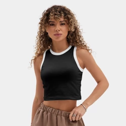 Женская укороченная майка-топ хлопок Удача - фото 2