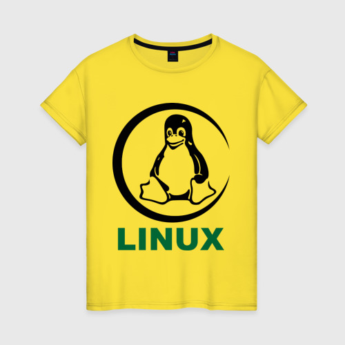 Женская футболка хлопок Linux, цвет желтый