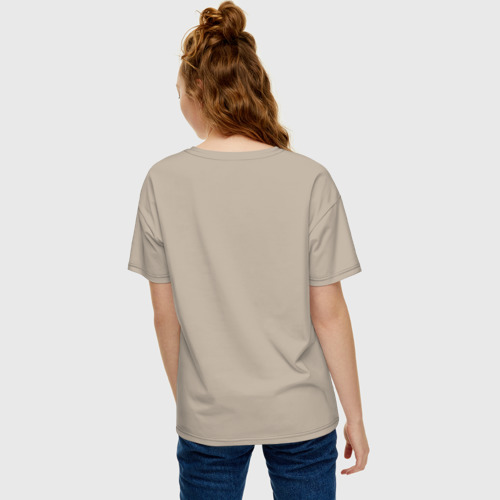 Женская футболка хлопок Oversize Linux, цвет миндальный - фото 4