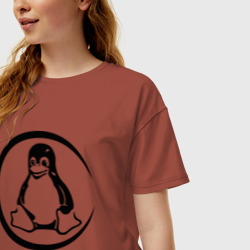 Женская футболка хлопок Oversize Linux - фото 2