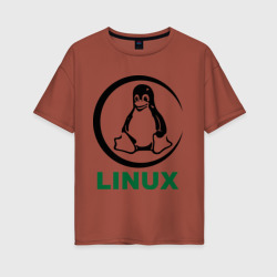 Женская футболка хлопок Oversize Linux