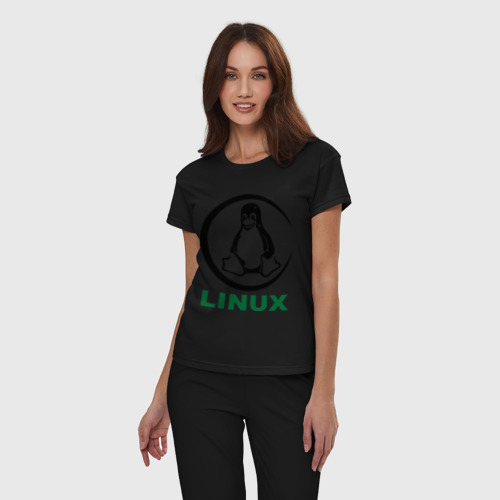 Женская пижама хлопок Linux, цвет черный - фото 3