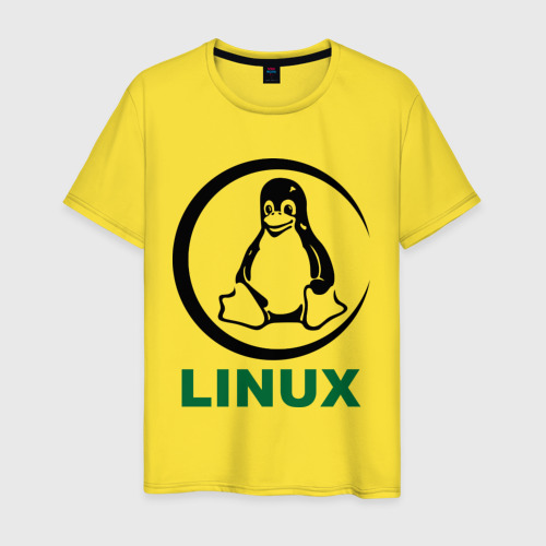 Мужская футболка хлопок Linux, цвет желтый