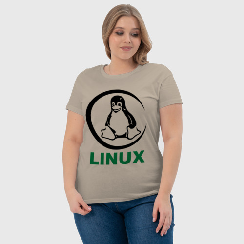 Женская футболка хлопок Linux, цвет миндальный - фото 6