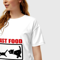 Женская футболка хлопок Oversize Fast food - фото 2