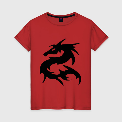 Женская футболка хлопок Дракон (2), цвет красный