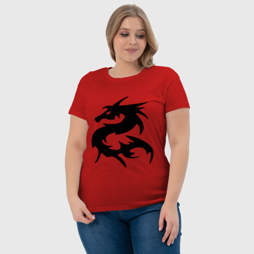 Женская футболка хлопок Дракон (2), цвет красный - фото 6