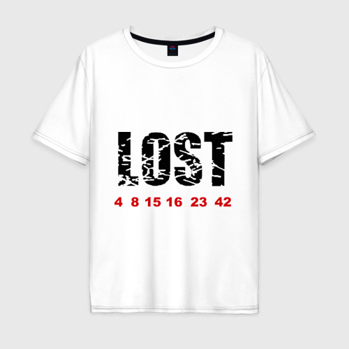 Мужская футболка оверсайз из хлопка с принтом Lost, вид спереди №1